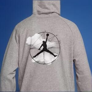 $72 Nike Air Jordan Men’s Dri-FIT Sport Fleece Hoodie Size Medium Gray FQ6808
